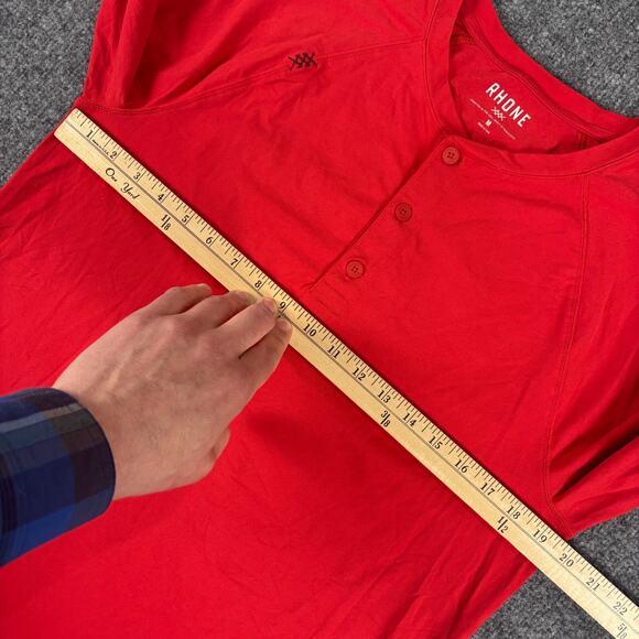 Rhone Henley Shirt Men's Medium Long Sleeve Red - Picture 6 of 8